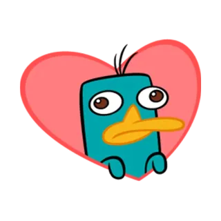 ❤ Perry the Platypus Phineas and Ferb cartone animato, ornitorinco, agente, disney, cuore, animato telegram sticker