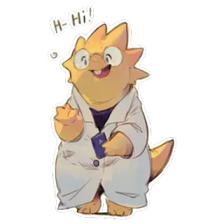 👋 Alphys Undertale H-Hi!! Anime, Monstre, Dinosaure, Scientifique, Blouse de labo telegram sticker