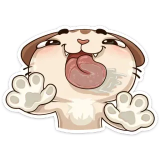 😋 고양이, 동물, 핥기, 혀, 귀여운, 스티커 telegram sticker
