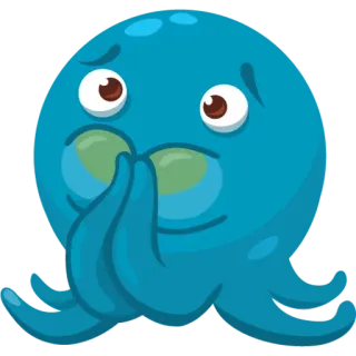 😖 문어, 만화, 파란색, 이모티콘, 간청, 애원 telegram sticker