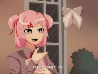 💕 Natsuki Doki Doki Literature Club! Is this a literature? natsuki, doki doki literature club, literatura, anime, manga, czy to literatura? telegram sticker