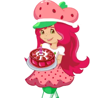 🎂 Strawberry Shortcake strawberry, shortcake, cartoon, cake, birthday telegram sticker