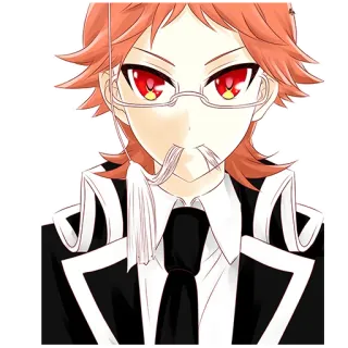 😊 Anime, Manga, Personnage, Lunettes, Yeux rouges whatsapp sticker