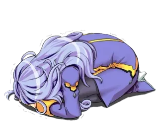 😓 anime, triste, llorando, pelo morado, personaje, derrotado telegram sticker