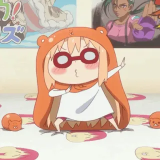 🌩 Umaru Doma Himouto! Umaru-chan Anime, Chibi, Lindo, Umaru, Sudadera Naranja, Bailando telegram sticker