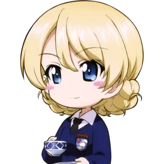 🙂 Darjeeling Girls und Panzer Anime, Chibi, Niedlich, Tee, Schuluniform whatsapp sticker