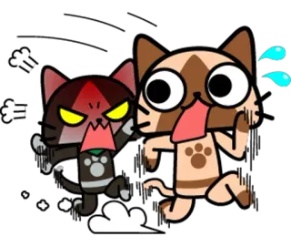 🏃 고양이, 화난, 달리기, 애니메이션, 만화, 스티커 telegram sticker