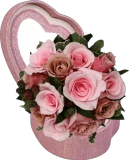 🌸 flowers, roses, heart, bouquet, pink, gift whatsapp sticker