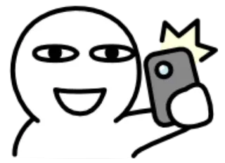😀 Selfie, Cartoon, Figur, Handy, Fotografie telegram sticker