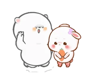 ⭐ fofo, urso, coelho, cenoura, desenho animado, animal, adesivo whatsapp sticker