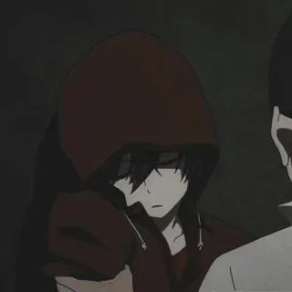 🖇 anime, hoodie, character, sad, dark telegram sticker