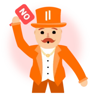 🔺 NO cartoon, sticker, orange, hat, mustache, no, stop telegram sticker
