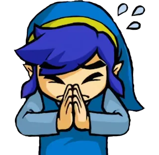 🙏 Link Link, Zelda, personaje videojuego, preocupado, suplicante telegram sticker