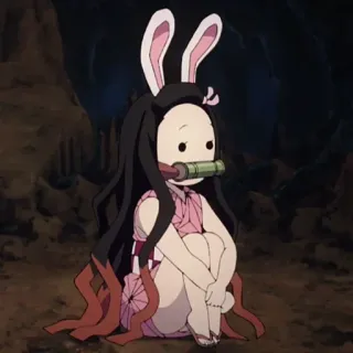 💗 Nezuko Kamado Demon Slayer Nezuko, Demon Slayer, anime, orecchie da coniglio, carino, manga whatsapp sticker