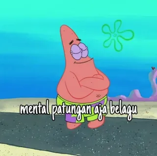 🤙 Patrick Star Spongebob Squarepants mental patungan aja belagu patrick estrela, bob esponja, desenho animado, meme, engraçado telegram sticker