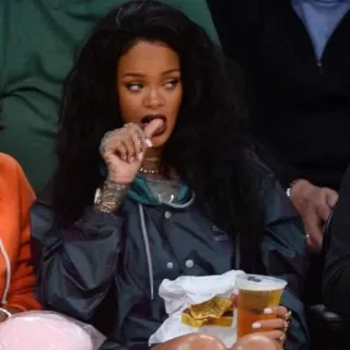 💸 Rihanna celebrity, singer, woman, rihanna, eating telegram sticker