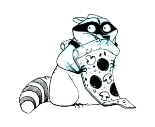 🍕 raccoon, pizza, animal, cartoon, cute, food, mischievous, snack telegram sticker