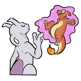 🧙‍♀ Mewtwo Mewtwo, Pokemon, Charmeleon, Psychic, Cartoon whatsapp sticker