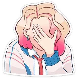 😒 kartun, malu, facepalm, sedih, menyesal, kecewa telegram sticker