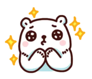 🤗 urso, fofo, kawaii, brilhos, adesivo, desenho animado, urso branco whatsapp sticker