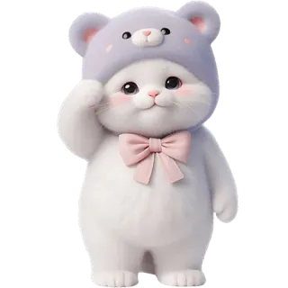 🫡 gato, lindo, animal, kawaii, sombrero, oso, blanco, adorable telegram sticker