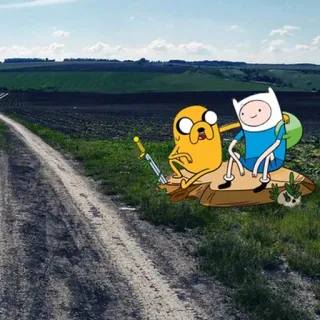 😁 Finn and Jake Adventure Time フィン, ジェイク, アドベンチャー・タイム, アニメ, 友情, 剣, 冒険 telegram sticker