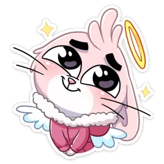😇 thỏ, thiên thần, dễ thương, kawaii, hoạt hình, nhãn dán telegram sticker