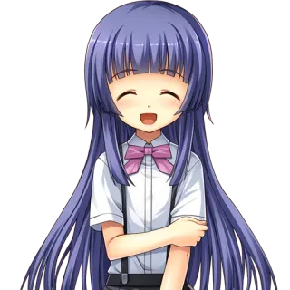 😄 animé, fille, mignon, cheveux longs, nœud telegram sticker