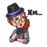 🤔 woman, detective, thinking, hat, glasses telegram sticker