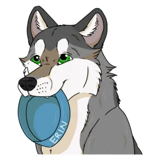🥢 ERIN lobo, perro, mascota, animal, dibujo animado, Erin whatsapp sticker