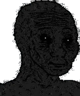 👁 wojak, meme, internet meme, verdrietig, zwart, donker telegram sticker