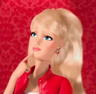 🤔 Barbie Barbie, Puppe, Cartoon, nachdenklich, denkend telegram sticker