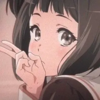 ✌ Anime, Ragazza, Segno di pace, Kawaii, Cartone animato telegram sticker