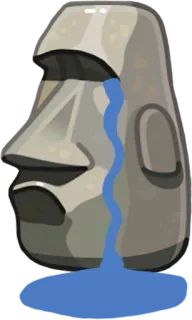 🗿 moai, easter island, crying, sad, statue, emoji telegram sticker