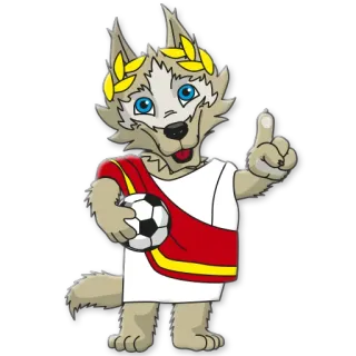 ☝ wolf, maskottchen, fußball, fußball, cartoon, tier, sport, olympia telegram sticker