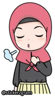 🥺 cartone animato, ragazza, hijab, islam, musulmano, adesivo whatsapp sticker