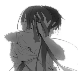 🫶 Anime, Abbraccio, Amore, Carino, Bianco e nero, Amici telegram sticker
