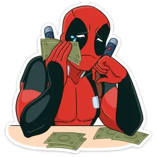 💰 Deadpool Deadpool, pieniądze, płacz, Marvel, superbohater, komiks telegram sticker