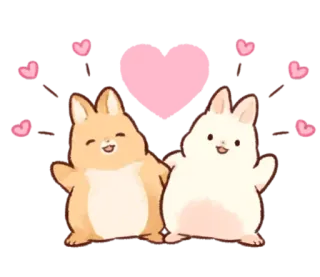💕 rabbits, love, cute, animals, friendship, heart, cartoon telegram sticker