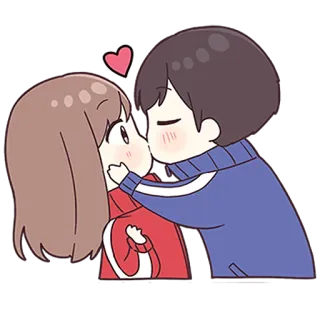 💙 love, couple, cartoon, kiss, relationship whatsapp sticker