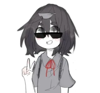😎 Anime, Hoạt hình, Nhân vật, Kính râm, Dấu hiệu hòa bình, Dễ thương telegram sticker
