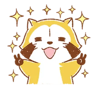 🤩 tanuki, chien viverrin, mignon, animal, paillettes, kawaii, joyeux telegram sticker