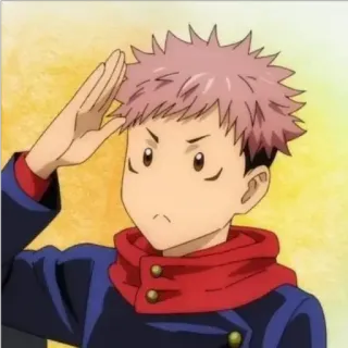 🙂 Yuji Itadori Jujutsu Kaisen anime, cartoon, salute, boy, Jujutsu Kaisen, Yuji Itadori whatsapp sticker