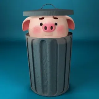 🐽 cochon, poubelle, triste, illustration, animal telegram sticker
