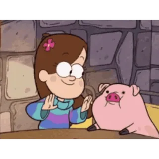 😙 Mabel Pines Gravity Falls cartoon, animation, Mabel, pig, Waddles, Gravity Falls telegram sticker