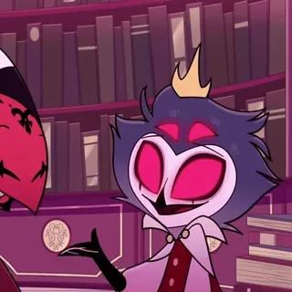 ❤️ Stolas Helluva Boss Cartoon, Dämon, Eule, Krone, Anime telegram sticker