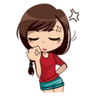 😁 zły, zdenerwowana, kreskówka, kobieta, dziewczyna, sfrustrowana whatsapp sticker