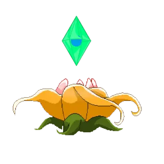 🌺 植物, 花, 宝石, 緑, 黄色, 漫画 telegram sticker