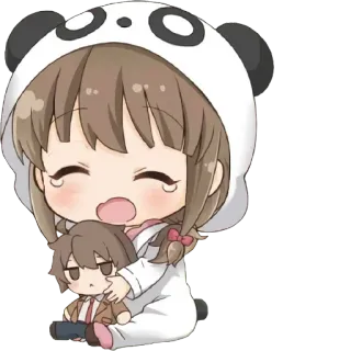 😭 Anime, Mangá, Fofo, Panda, Chibi, Kawaii, Garota, Boneca telegram sticker