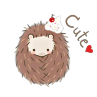😶 Cute erizo, lindo, kawaii, animal, postre, dibujos animados whatsapp sticker
